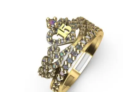 Anillo de 15 para dama-mujer -v- 3D print model