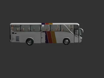 Japanese Travel Bus with textured FBX and unity package 3D model