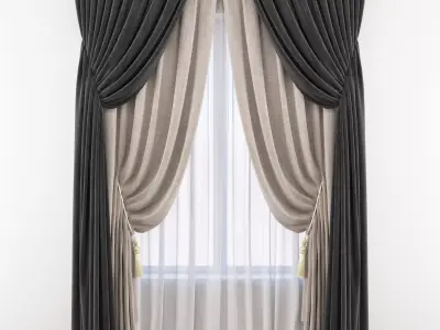 Set 80 Curtains 3D model