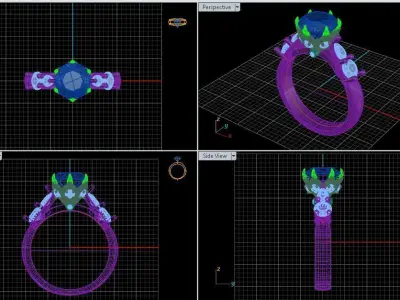 Engagement Ring With Shape Of Pear-Round-Oval Diamonds On It  3D model