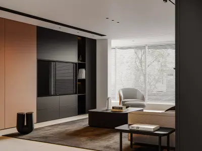 Modern living room dining room interior scenes 408 3D model