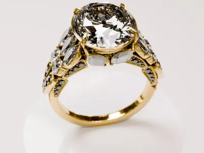 Luxury fingure ring with diamonds big for men Low-poly 3D model