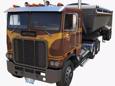 Freightliner Powerliner dump trailer Low-poly 3D model