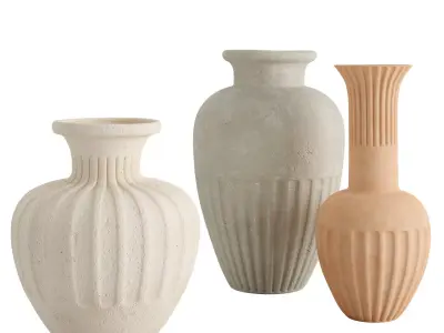 Cannelee Terracotta Vases by Athena Calderone 3D model