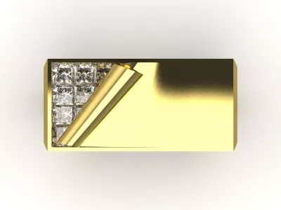 Yellow Gold stl 3dm Ring with Sparkling Details mr0270 3D print model