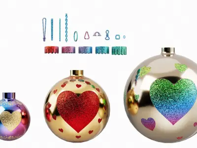 Christmas Ball Baubles kitbash v2 with 18 mesh 3 skin and 5 col 3D model