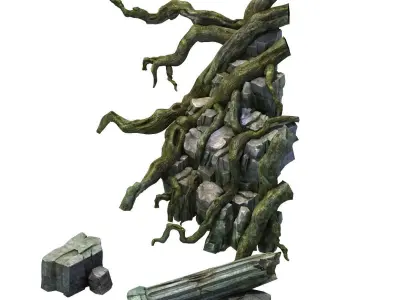 Stone Fallen Land - Tree Roots 01 3D model