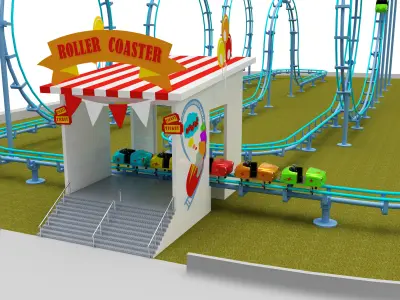 Amusement Park Equipment 9 Pieces 3D model