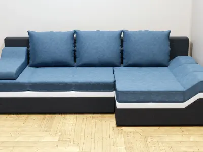 Realistic modern sofa couch Low-poly 3D model