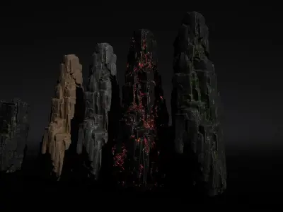 Modular Mega Rock Pack - Granite Low-poly 3D model
