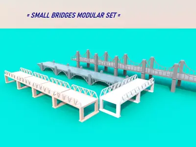 Small Bridges Modular Set for 3d Art Low-poly 3D model