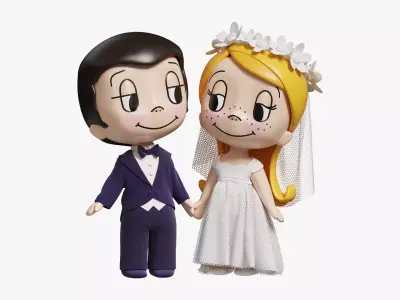 Decorative figurines of the bride and groom 3D model