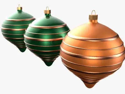 Christmas Tree Ornament Set9 - Green Orange 3D model