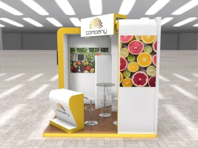 Exhibition Stand Booth stall 3x3m Height 330cm 2 Sides Open 3D model