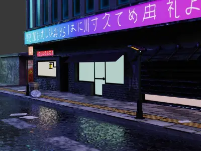 Cyberpunk Street 3 Low-poly 3D model