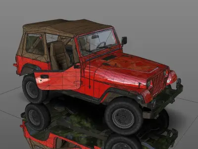 Hunting Adventure Jeep with Interior Lowpoly 3D Model  Low-poly 3D model