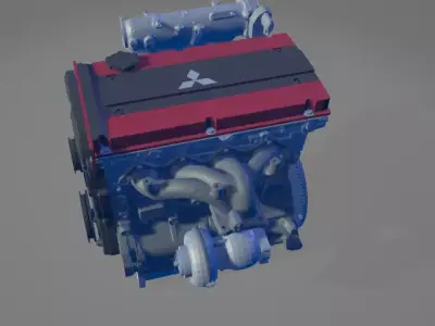 3D Printable Decorative Turbocharged Inline -4 Engine  3D print model