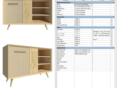 Parametric Sideboard Furniture for Revit 3D model