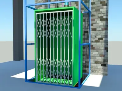 Hydraulic Powered Wire rope Elevator  Low-poly 3D model