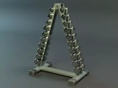 Chrome Dumbbells Rack PBR Low-poly 3D model