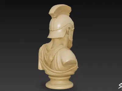 Greek God Ares Bust Low-poly 3D model