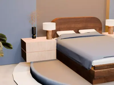 Modern Luxury Bedroom Interior Decoration Low-poly 3D model