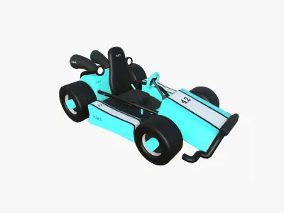 Cartoon Kart I10 Light Blue - Vehicle Racing Design Low-poly 3D model