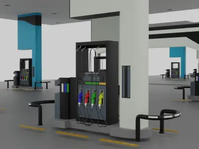Gas station Low-poly 3D model