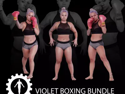 Violet A-pose with Boxing Poses Bundle 3D model