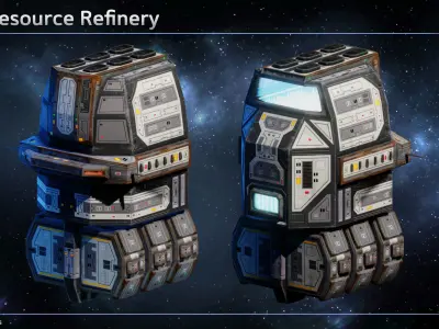 Spaceship Mining Operation Low-poly 3D model