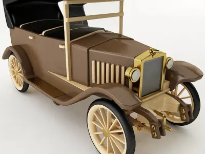 Vintage Wood Car 3D model