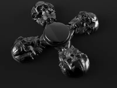 Premium spinner Merged skull 4-arm 3D print model
