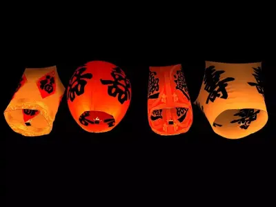 Chinese red sky lantern  3D model