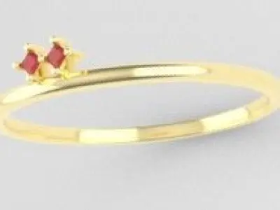Simple Princess Cut Gemstone Ring Free 3D print model