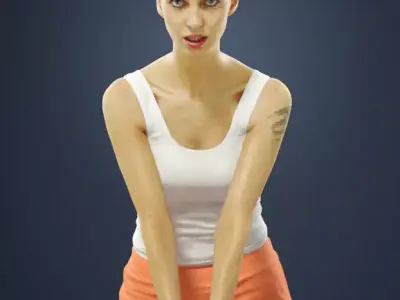 Aspiration Attractive Sports Woman playing Volleyball digging Low-poly 3D model