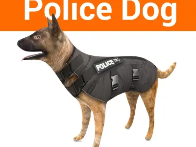 3D Police Dog low poly Model  Low-poly 3D model