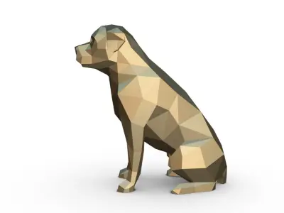 Rottweiler dog low poly 3D print model