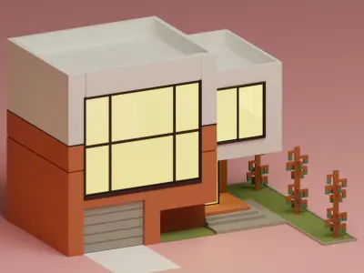 Lopwpoly House 17 Low-poly 3D model