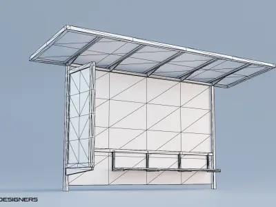 Bus Stop PBR Low Poly 3D Model Low-poly 3D model