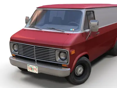 70s industrial van Low-poly 3D model