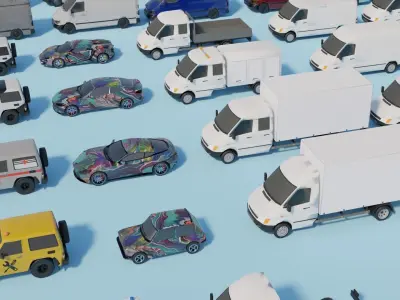 Low Poly Cars Pack-  Game Assets Low-poly 3D model