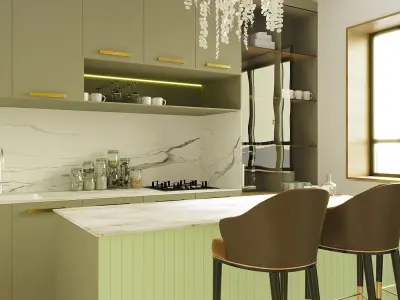 kitchen interior Low-poly 3D model