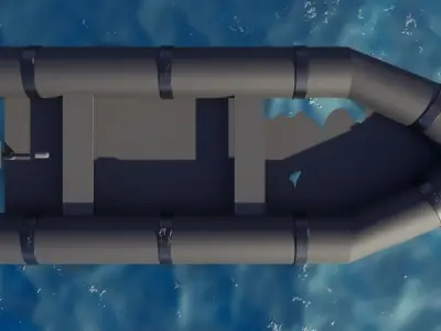 Raft with motor Low-poly 3D model