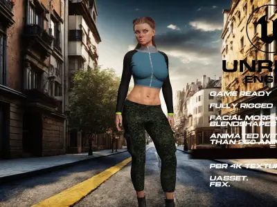 Fitness girl full rigged - game ready - animated Low-poly 3D model