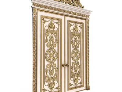 Carved Door Classic 01501 White Low-poly 3D model