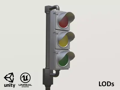 Game-ready retro traffic lights - Unity - UE4 Low-poly 3D model