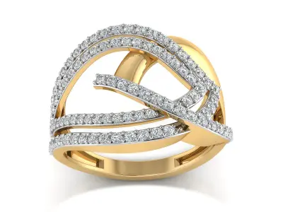 Light Weight Rose Gold Diamond Ring  -EZ R-223 3D print model