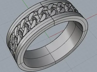Lady ring with chain size 16 5mm 3D print model