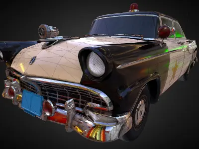 Vintage Police Car - Low Poly Low-poly 3D model