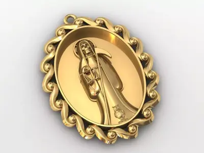  santa muerte holy death small size pendant 3D STL 3DM skull 3D print model